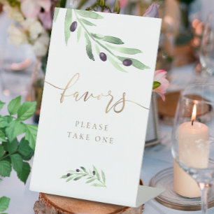 Signe De Table aquarelle olivier branche favoritisme guéridon