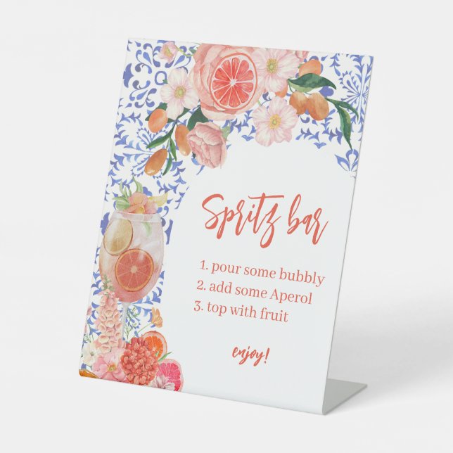 Signe De Table Aquarelle Orange Aperol Spritz Bar Fête des mariée (Recto)