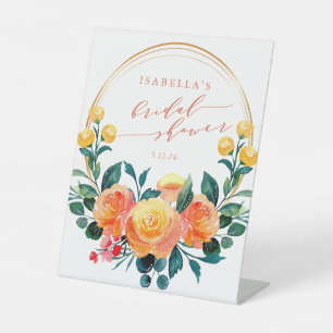 Signe De Table Aquarelle orange rustique Fête des mariées florale