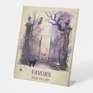 Signe De Table Aquarelle Porte gothique Entrée Halloween
