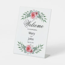 Aquarelle Rose Rose Vert Mariage de feuillage