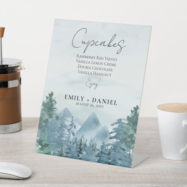 Signe De Table Aquarelle rustique Blue Mountains Mariage Cake (In SItu)