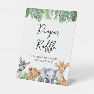 Signe De Table Aquarelle Safari Baby shower Déchets Raffle