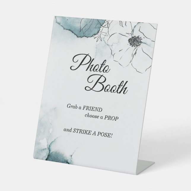 Signe De Table Aquarelle turquoise Croquis Mariage Photo Booth (Recto)