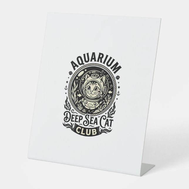 Signe De Table Aquarium Chat de mer profond Graphique de chat drô (Recto)