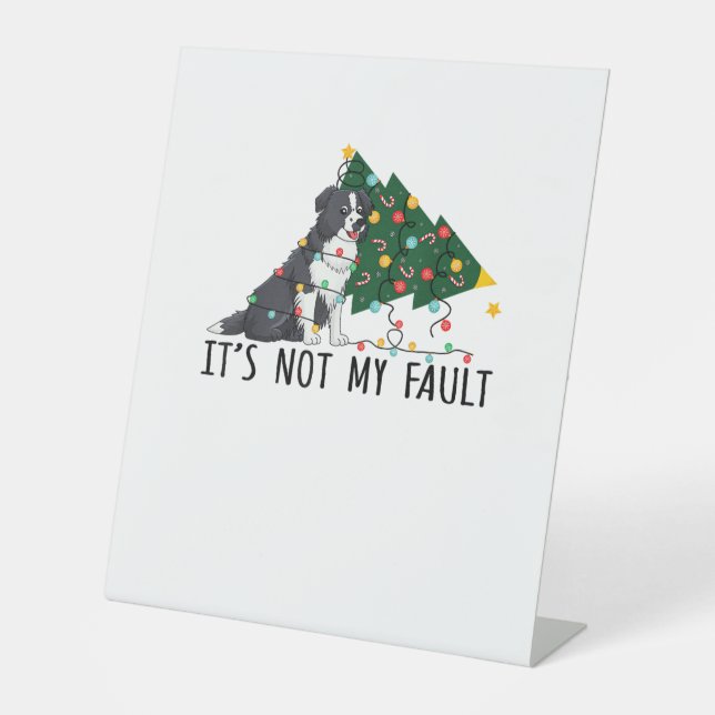 Signe De Table Arbre de Noël Ce n'est pas ma faute Bordure Collie (Recto)
