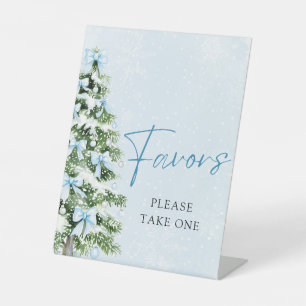 Signe De Table Arbres de Noël aux Rubans Bleus Faveurs de Baby Sh