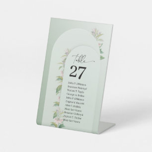 Signe De Table Arc de Boho vert pâle feuillu vert foncé fleuri