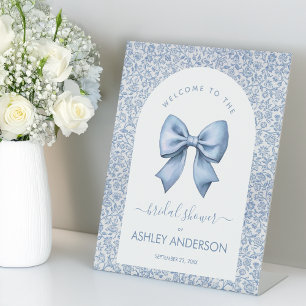 Signe De Table Arc de mariage avec nœud papillon bleu et blanc