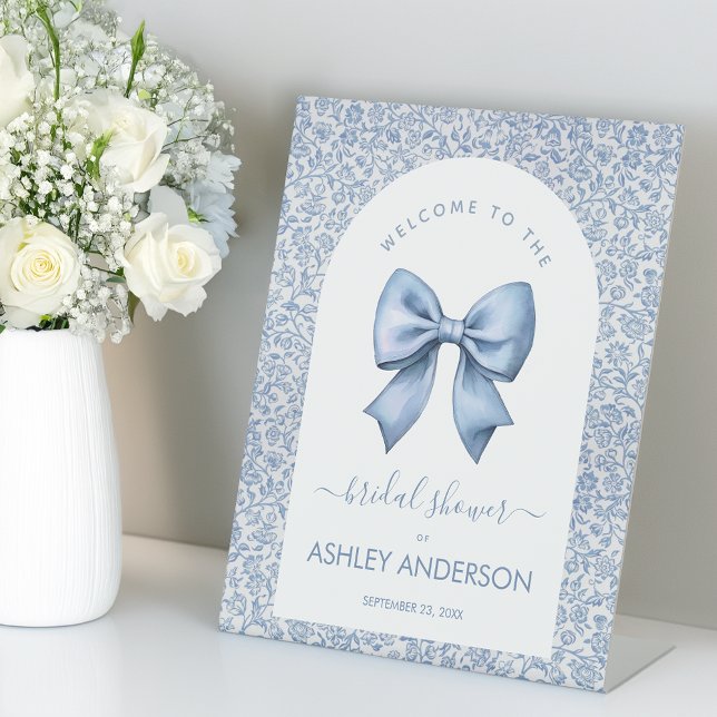 Signe De Table Arc de mariage avec nœud papillon bleu et blanc (Créateur téléchargé)