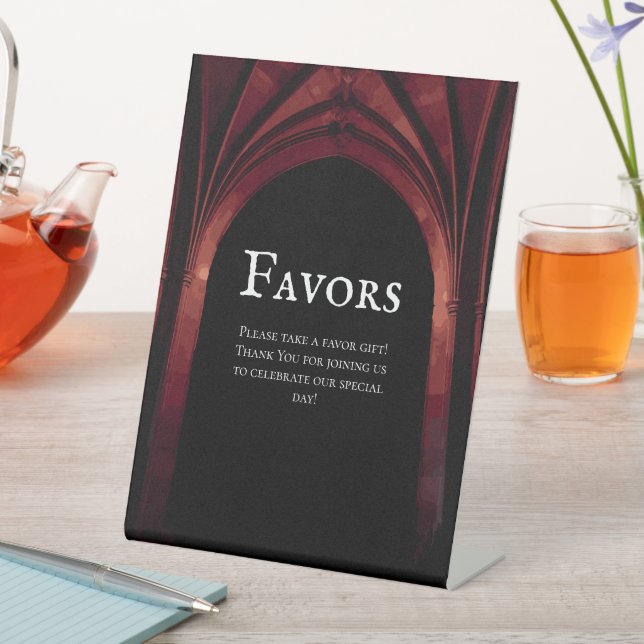 Signe De Table Arc gothique Mariage élégant Noir Noir Noir Rouge (In SItu)