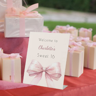 Signe De Table Arc rose crème beige Sweet 16 bienvenue