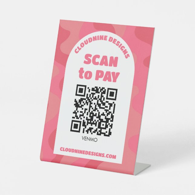 Signe De Table Arch Retro Waves SCANNEZ POUR PAYER CODE QR  (Recto)