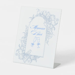 Signe De Table Arche Florale Bleue encadrée Barre Mimosa