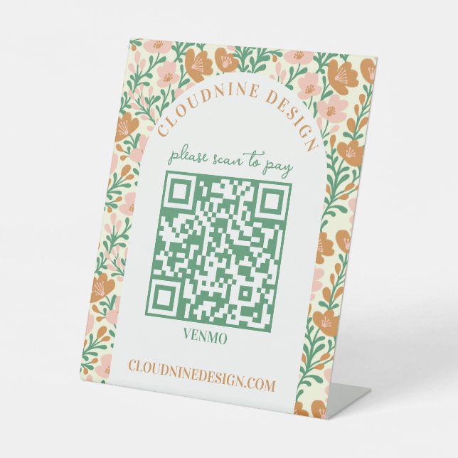 Signe De Table Arche Florale Rose Vert SCAN POUR PAYER CODE QR (Recto)