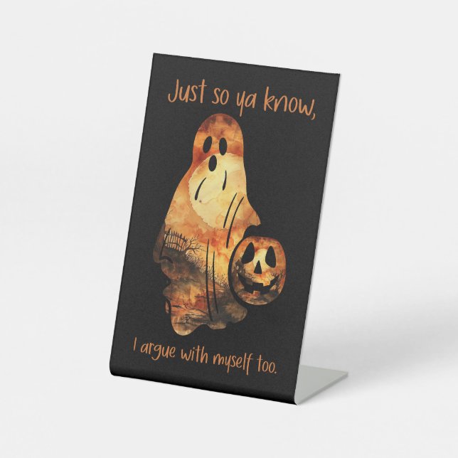 Signe De Table Argumentative Debatable Funny Ghost Humour (Recto)