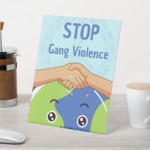 Signe De Table Arrêtez la poignée de main de la violence des gang