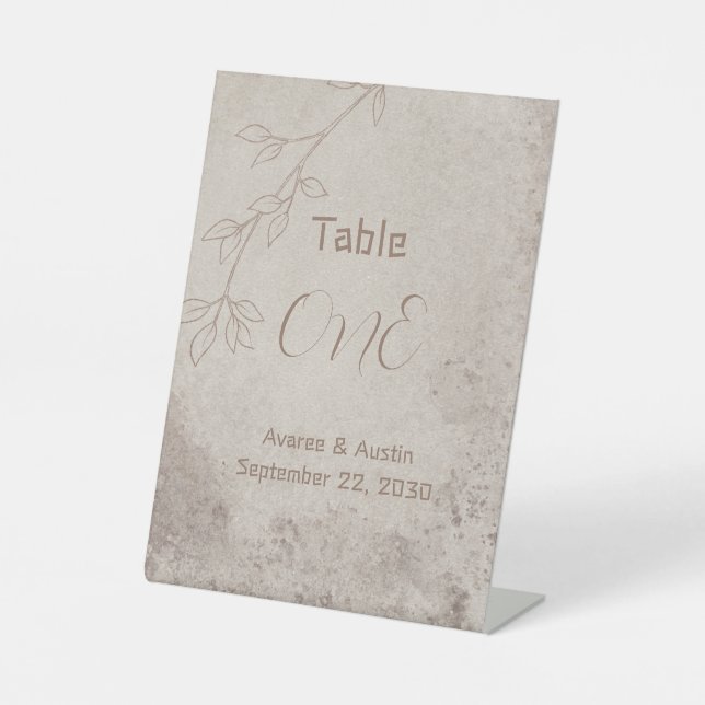 Signe De Table Arrière - plan d'impression florale Brown avec tex (Recto)