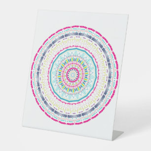 Signe De Table Art de mandala coloré vibrant