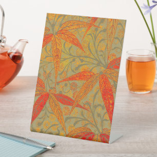 Signe De Table Art en bambou terrestre Vintage Imprimer orange