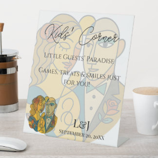 Signe De Table Artistic Moderne Silhouette Mariage Coin Enfants