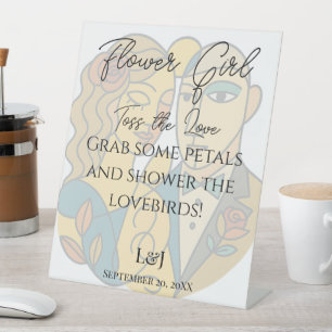 Signe De Table Artistique moderne Silhouette Mariage Fleur fille