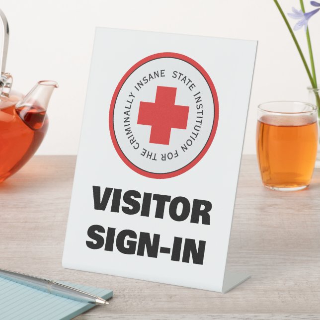Signe De Table Asile fou Halloween Visiteur Se connecter (In SItu)