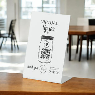 Signe De Table Astuce virtuelle Jar QR Code Logo Blanc