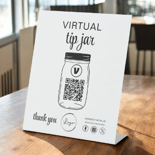 Signe De Table Astuce virtuelle Jar QR Code Logo Blanc