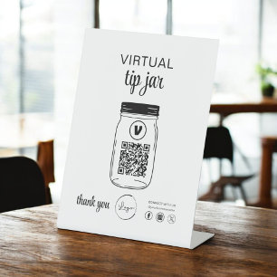 Signe De Table Astuce virtuelle Jar QR Code Logo Blanc