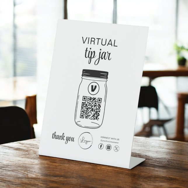 Signe De Table Astuce virtuelle Jar QR Code Logo Blanc (Créateur téléchargé)