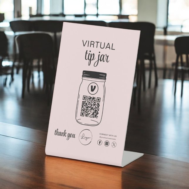 Signe De Table Astuce virtuelle rose Jar Code QR Logo Blanc (Créateur téléchargé)