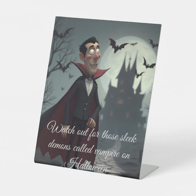 Signe De Table Attention à ces vampires élégants  (Recto)