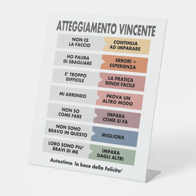 Signe De Table Attitude gagnante (Recto)