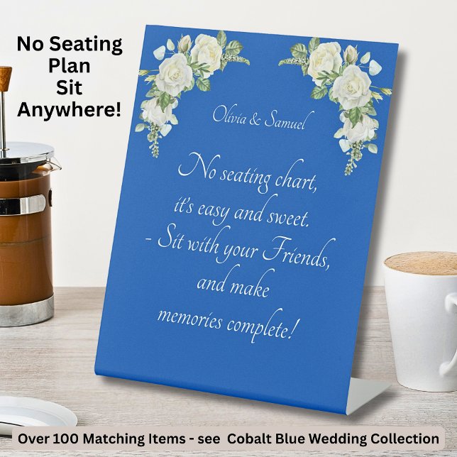 Signe De Table Aucun tableau de sièges - Mariage Cobalt bleu et b (Créateur téléchargé)