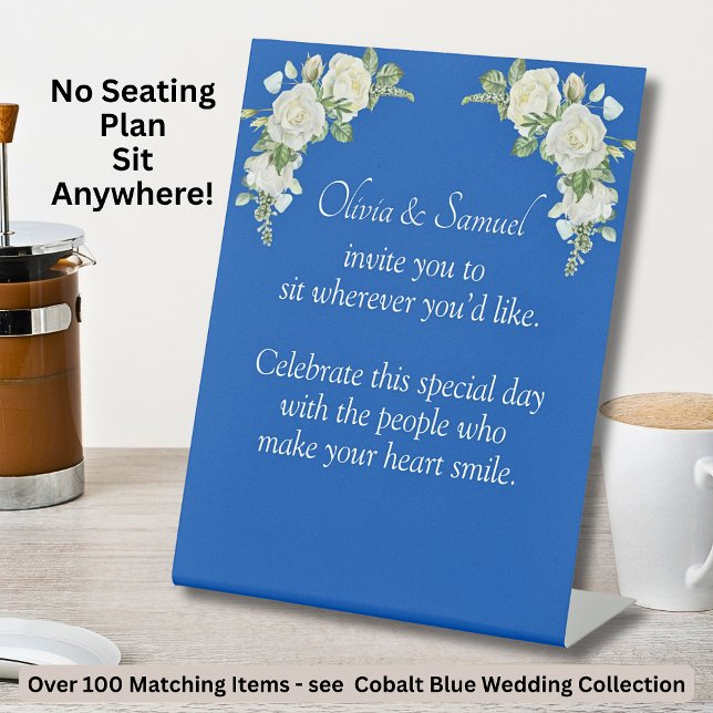 Signe De Table Aucun tableau de sièges - Mariage Cobalt bleu et b (Créateur téléchargé)