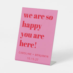 Signe De Table Audacieuse Typographie rose Rouge moderne Mariage