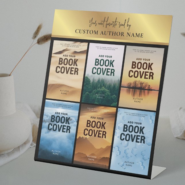 Signe De Table Author Book Series Photo Collage Black & Gold (Créateur téléchargé)