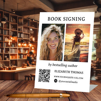 Signe De Table Author Book Signer Photo QR Code Minimaliste
