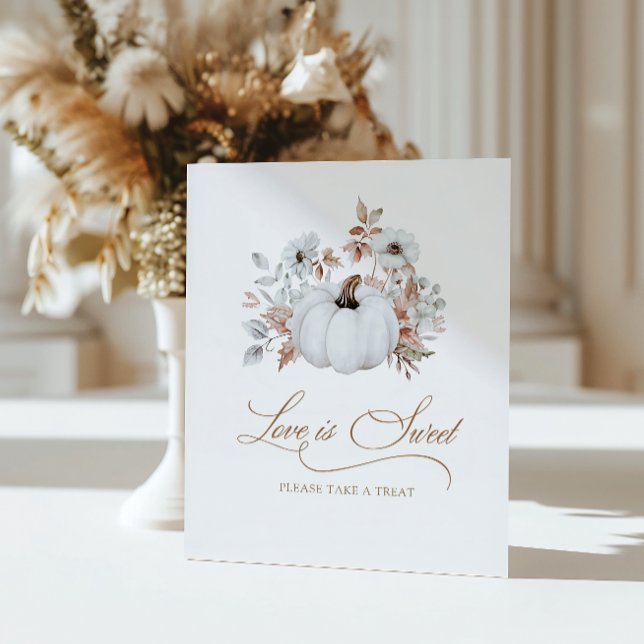 Signe De Table Automne Blanc Citrouille L'amour est doux (Créateur téléchargé)