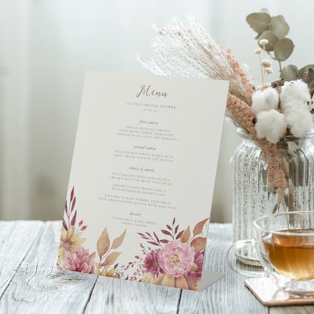 Signe De Table Automne Citrouille et Fleur sauvage Automne Menu d (Créateur téléchargé)