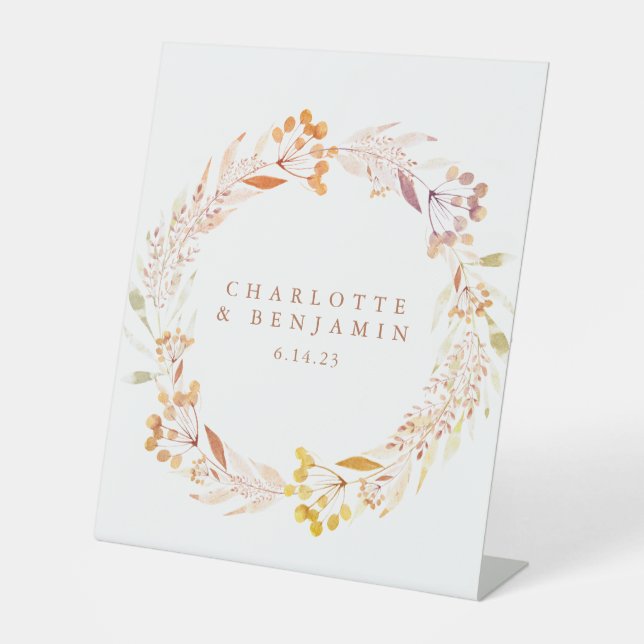 Signe De Table Automne Floral Aquarelle Wreath Mariage personnali (Recto)