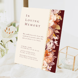 Signe De Table Automne Floral Bourgogne Mariage Memorial