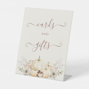 Signe De Table Automne Romantique Citrouille "Cartes Et Cadeaux"