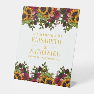 Signe De Table Automne rustique fleurie mariage noms de couple bi