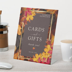 Signe De Table Automne Woody Brown & Élégant Golden Cartes & Cade