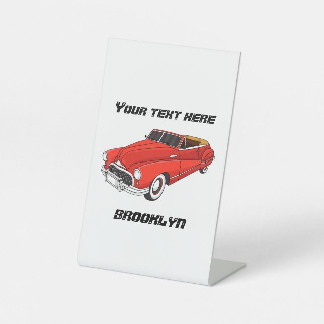 Signe De Table Automobile classique rouge 1948 (Recto)