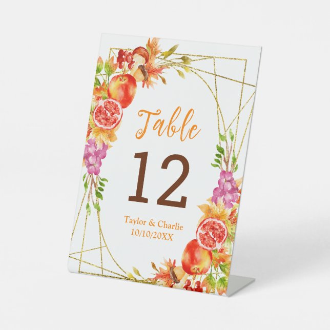 Signe De Table Autumn Fall Harvest Wedding Table Number (Recto)