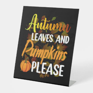 Signe De Table Autumn leaves and pumkins please funny halloween