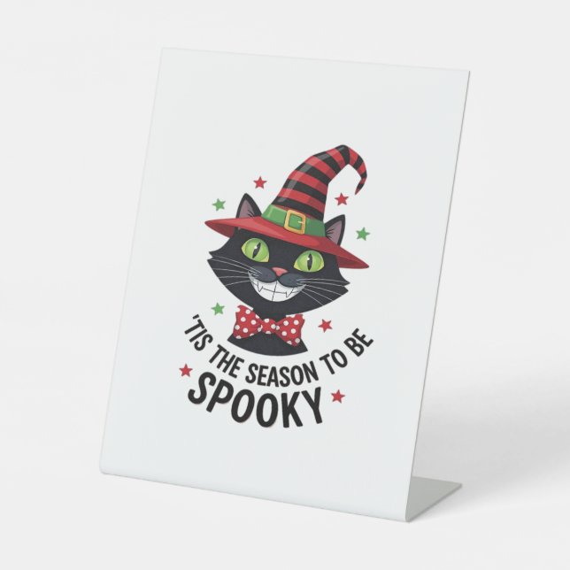 Signe De Table Avec chapeau de sorcière et cravate (Recto)